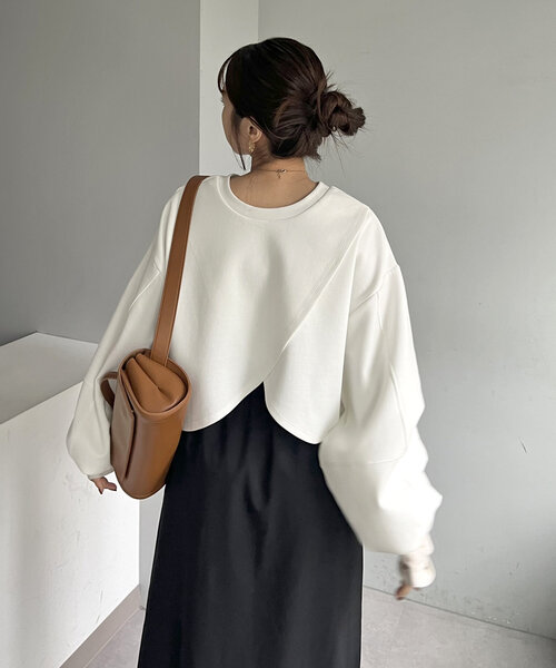 【セール】ボンディングカシュクールプルオーバー（Tシャツ/カットソー）｜CAPRICIEUX LE'MAGE（カプリシューレマージュ）