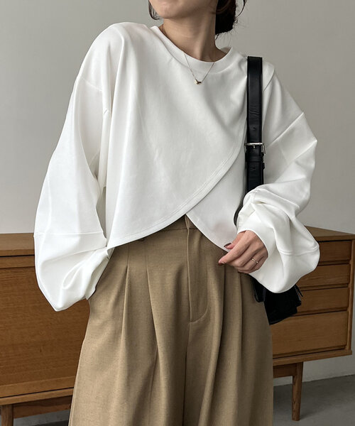 【セール】ボンディングカシュクールプルオーバー（Tシャツ/カットソー）｜CAPRICIEUX LE'MAGE（カプリシューレマージュ）