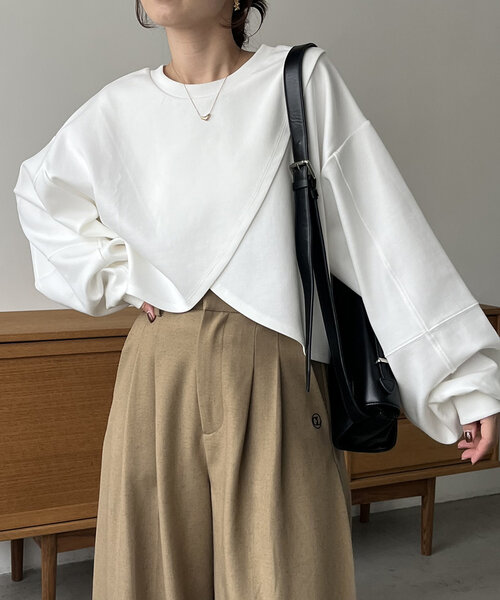 【セール】ボンディングカシュクールプルオーバー（Tシャツ/カットソー）｜CAPRICIEUX LE'MAGE（カプリシューレマージュ）