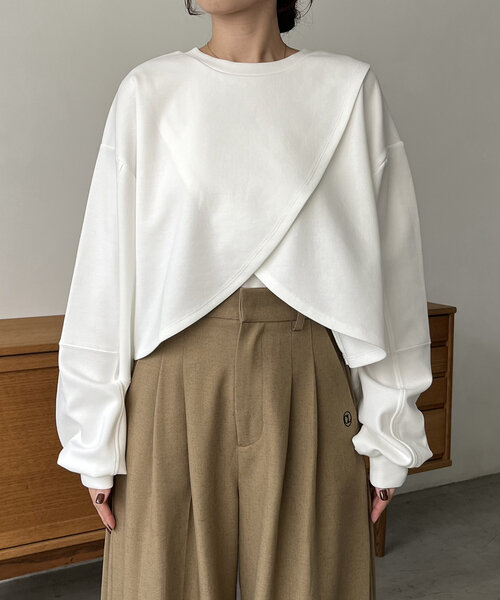 【セール】ボンディングカシュクールプルオーバー（Tシャツ/カットソー）｜CAPRICIEUX LE'MAGE（カプリシューレマージュ）