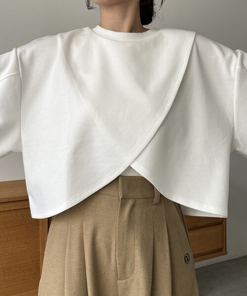 【セール】ボンディングカシュクールプルオーバー（Tシャツ/カットソー）｜CAPRICIEUX LE'MAGE（カプリシューレマージュ）