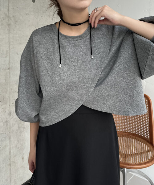 【セール】ボンディングカシュクールプルオーバー（Tシャツ/カットソー）｜CAPRICIEUX LE'MAGE（カプリシューレマージュ）