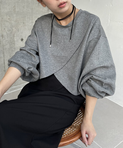 【セール】ボンディングカシュクールプルオーバー（Tシャツ/カットソー）｜CAPRICIEUX LE'MAGE（カプリシューレマージュ）