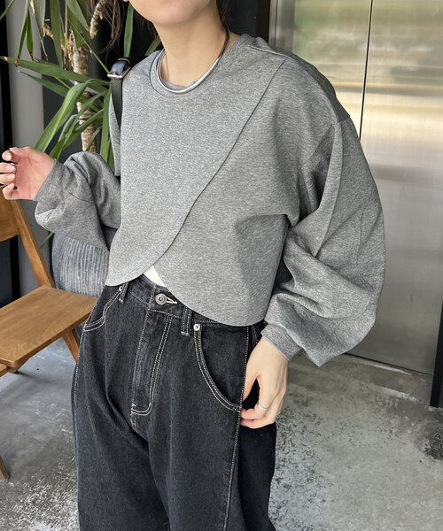 【セール】ボンディングカシュクールプルオーバー（Tシャツ/カットソー）｜CAPRICIEUX LE'MAGE（カプリシューレマージュ）