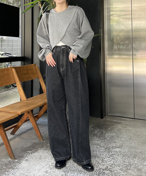 【セール】ボンディングカシュクールプルオーバー（Tシャツ/カットソー）｜CAPRICIEUX LE'MAGE（カプリシューレマージュ）