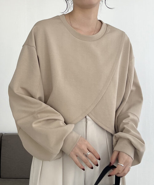 【セール】ボンディングカシュクールプルオーバー（Tシャツ/カットソー）｜CAPRICIEUX LE'MAGE（カプリシューレマージュ）