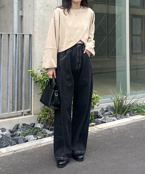 【セール】ボンディングカシュクールプルオーバー（Tシャツ/カットソー）｜CAPRICIEUX LE'MAGE（カプリシューレマージュ）