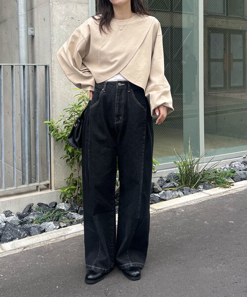 【セール】ボンディングカシュクールプルオーバー（Tシャツ/カットソー）｜CAPRICIEUX LE'MAGE（カプリシューレマージュ）