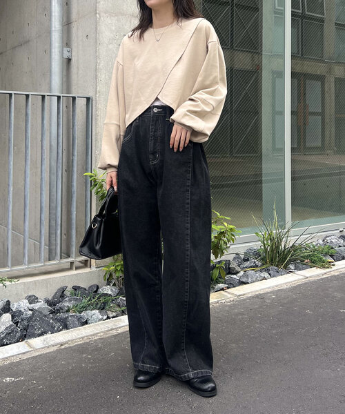 【セール】ボンディングカシュクールプルオーバー（Tシャツ/カットソー）｜CAPRICIEUX LE'MAGE（カプリシューレマージュ）