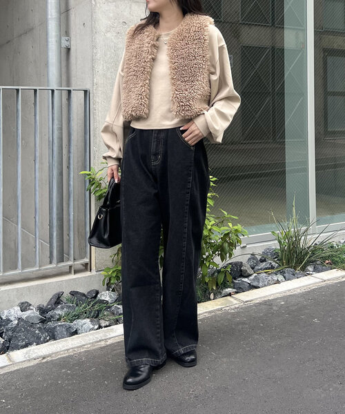 【セール】ボンディングカシュクールプルオーバー（Tシャツ/カットソー）｜CAPRICIEUX LE'MAGE（カプリシューレマージュ）