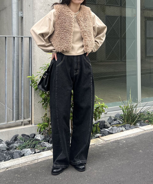 【セール】ボンディングカシュクールプルオーバー（Tシャツ/カットソー）｜CAPRICIEUX LE'MAGE（カプリシューレマージュ）