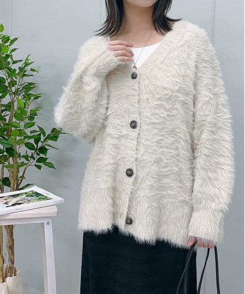 セール】モヘアライクシャギーニットカーディガン（カーディガン