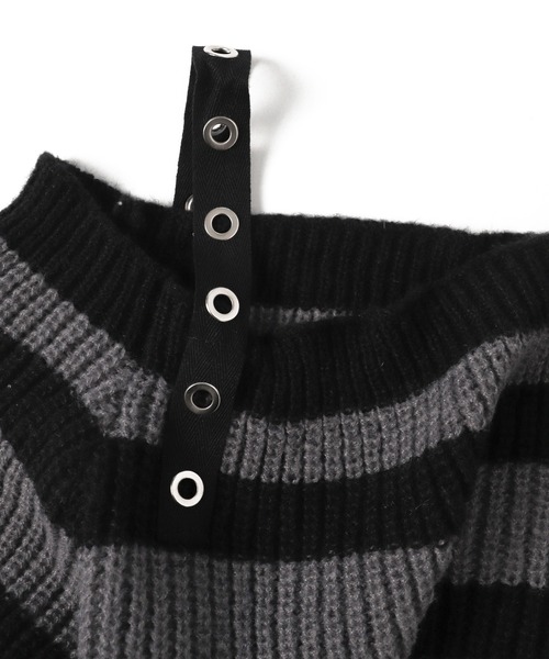オブリ♡obli♡ ボーダーニット/ブラック ストラップベルトオフショルボーダーニット – WEGO ONLINE STORE