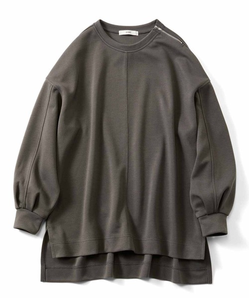 IEDIT（イディット）の「ＩＥＤＩＴ　肩ファスナーデザインで着映える　長め丈ダンボールプルオーバー（その他トップス・レディース・グレイッシュベージュ/チャコールグレー/ブラック・LL/3L/M/L/S）」の12枚目の写真