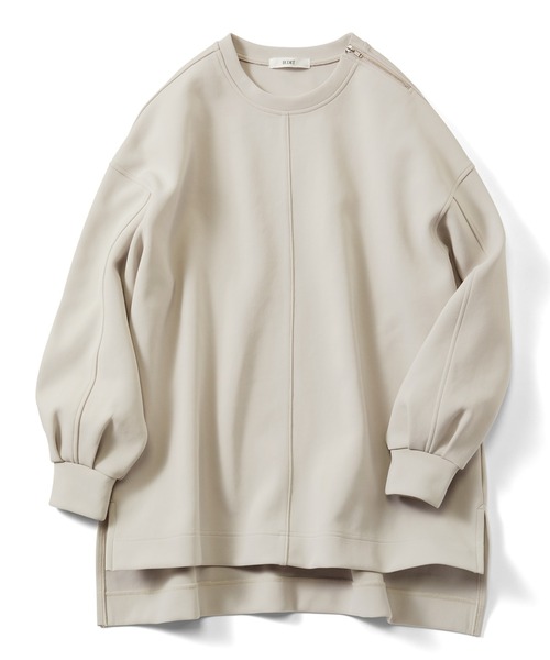 IEDIT（イディット）の「ＩＥＤＩＴ　肩ファスナーデザインで着映える　長め丈ダンボールプルオーバー（その他トップス・レディース・グレイッシュベージュ/チャコールグレー/ブラック・LL/3L/M/L/S）」の13枚目の写真