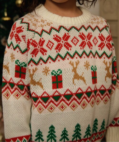 BREEZE（ブリーズ）の「【リンク】ノルディック&チェックニット（ニット/セーター・キッズ・アイボリー/グリーン/ネイビー/イエロー・90/100/120/140）」の9枚目の写真