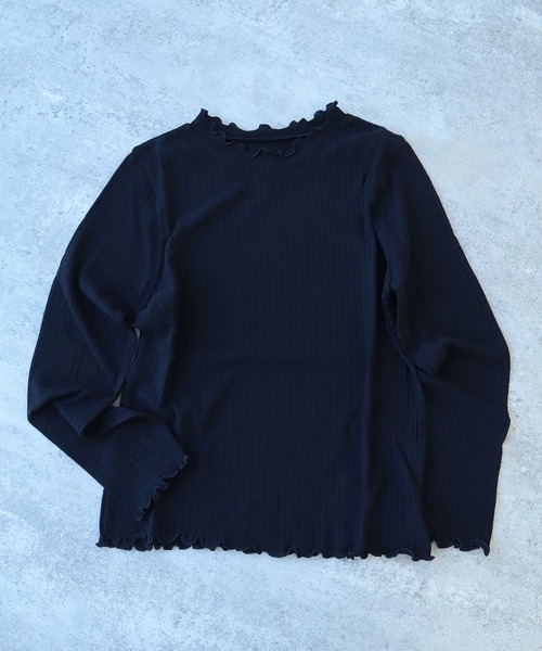 bulle de savon（ビュルデサボン）の「●強撚針抜ジャカード ハイネック長袖プルオーバー（Tシャツ/カットソー・レディース・ブラック/サックスブルー/ホワイト・FREE）」の3枚目の写真