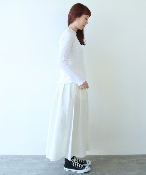 bulle de savon（ビュルデサボン）の「●強撚針抜ジャカード ハイネック長袖プルオーバー（Tシャツ/カットソー・レディース・ブラック/サックスブルー/ホワイト・FREE）」の4枚目の写真