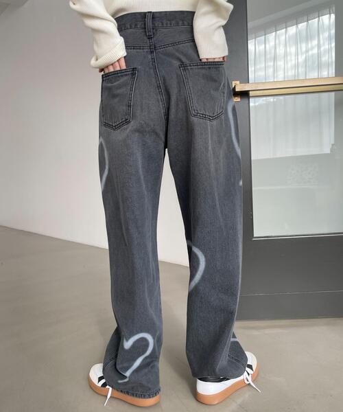 WEGO（ウィゴー）の「WEGO/【25年春夏新作】スプレーペイントストレートデニムパンツ（デニムパンツ・レディース・ブラック系その他/ライトインディゴブルー・MEDIUM/SMALL）」の12枚目の写真