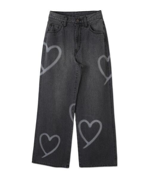 WEGO（ウィゴー）の「WEGO/【25年春夏新作】スプレーペイントストレートデニムパンツ（デニムパンツ・レディース・ブラック系その他/ライトインディゴブルー・MEDIUM/SMALL）」の4枚目の写真