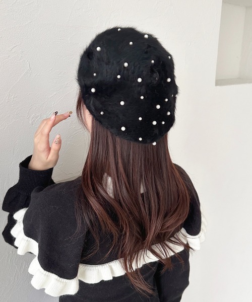 apres jour（アプレジュール）の「【apres jour×ARIAZ】フェイクパールベレー帽（ハンチング/ベレー帽・レディース・ボルドー/ホワイト/ブラック・FREE）」の6枚目の写真