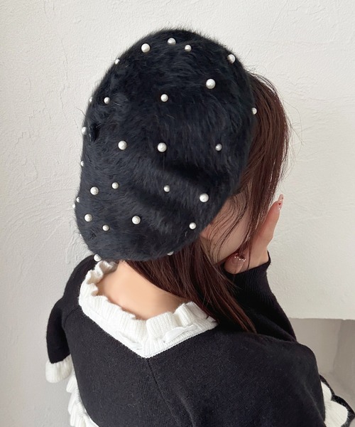 apres jour（アプレジュール）の「【apres jour×ARIAZ】フェイクパールベレー帽（ハンチング/ベレー帽・レディース・ボルドー/ホワイト/ブラック・FREE）」の5枚目の写真