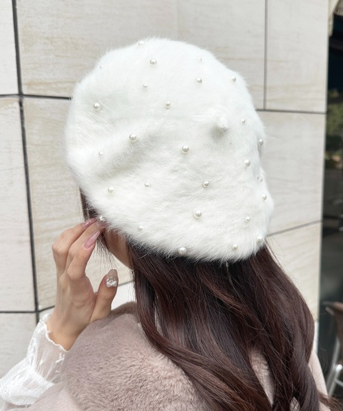 apres jour（アプレジュール）の「【apres jour×ARIAZ】フェイクパールベレー帽（ハンチング/ベレー帽・レディース・ボルドー/ホワイト/ブラック・FREE）」の4枚目の写真