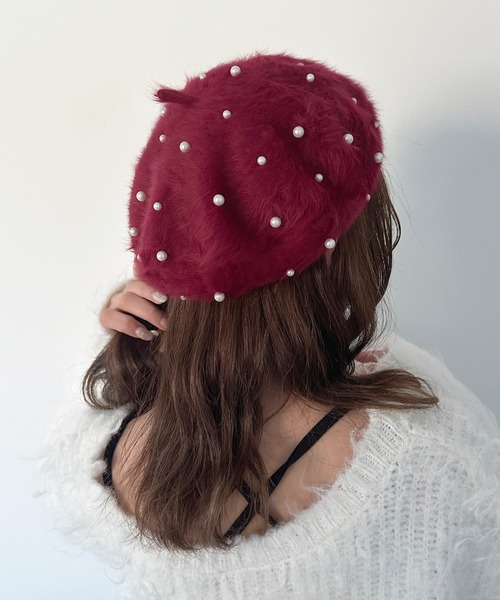 apres jour（アプレジュール）の「【apres jour×ARIAZ】フェイクパールベレー帽（ハンチング/ベレー帽・レディース・ボルドー/ホワイト/ブラック・FREE）」の9枚目の写真