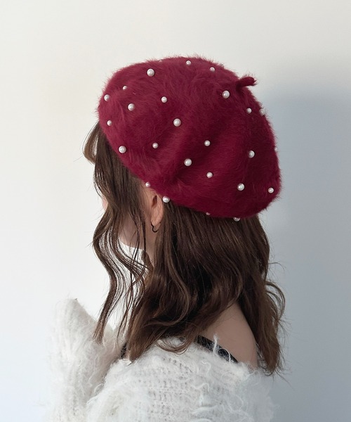 apres jour（アプレジュール）の「【apres jour×ARIAZ】フェイクパールベレー帽（ハンチング/ベレー帽・レディース・ボルドー/ホワイト/ブラック・FREE）」の10枚目の写真