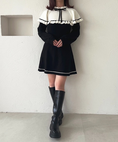 apres jour(アプレジュール)の「ケープリボンミニワンピース【ZOZOTOWN限定アイテム】(ワンピース・レディース・オフホワイト/ブラック・X-LARGE/フリー)」の5枚目の写真