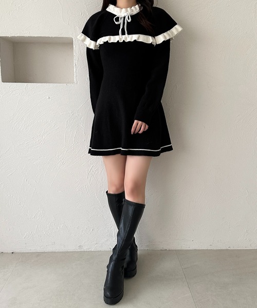 apres jour(アプレジュール)の「ケープリボンミニワンピース【ZOZOTOWN限定アイテム】(ワンピース・レディース・オフホワイト/ブラック・X-LARGE/フリー)」の8枚目の写真