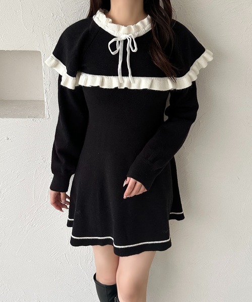 apres jour(アプレジュール)の「ケープリボンミニワンピース【ZOZOTOWN限定アイテム】(ワンピース・レディース・オフホワイト/ブラック・X-LARGE/フリー)」の7枚目の写真