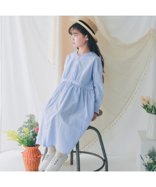 NHT(エヌエイチティー)の「エヌエイチティー セーラーワンピース(ワンピース・キッズ・ラベンダー/サックスブルー/ブラック・130cm/140cm/150cm/160cm/120cm/110cm)」の2枚目の写真