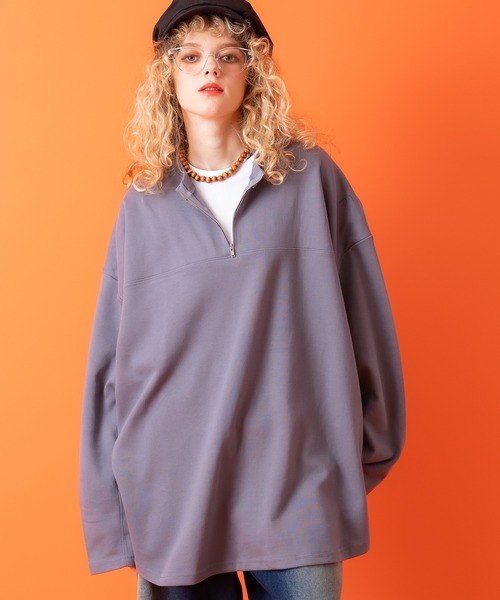 a.p.o.v.(エーピーオービー)の「a.p.o.v. フェイクレイヤードハーフジップカットソー(Tシャツ/カットソー・メンズ・ブラック/オレンジ/グレー・ONESIZE)」の1枚目の写真