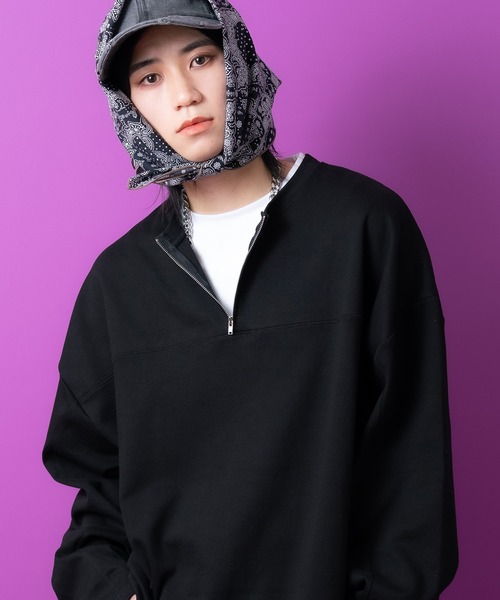a.p.o.v.(エーピーオービー)の「a.p.o.v. フェイクレイヤードハーフジップカットソー(Tシャツ/カットソー・メンズ・ブラック/オレンジ/グレー・ONESIZE)」の2枚目の写真