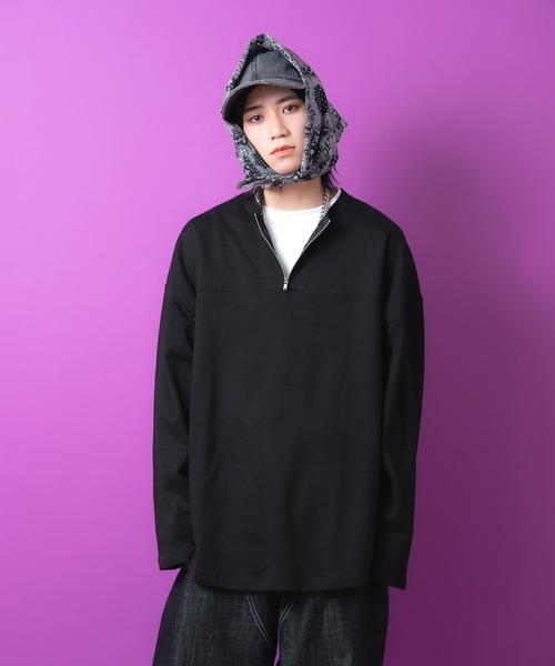 a.p.o.v.(エーピーオービー)の「a.p.o.v. フェイクレイヤードハーフジップカットソー(Tシャツ/カットソー・メンズ・ブラック/オレンジ/グレー・ONESIZE)」の5枚目の写真