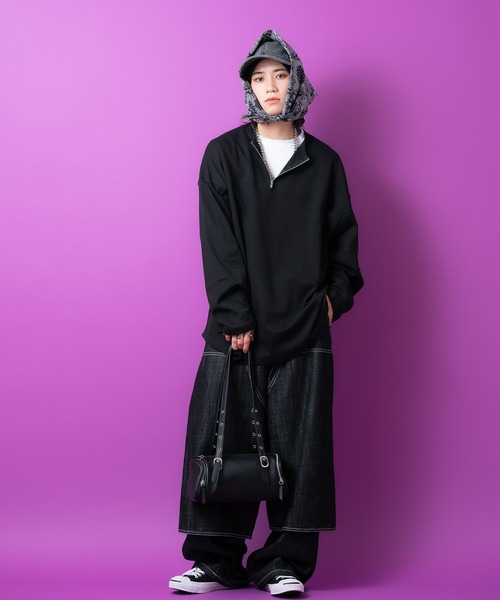 a.p.o.v.(エーピーオービー)の「a.p.o.v. フェイクレイヤードハーフジップカットソー(Tシャツ/カットソー・メンズ・ブラック/オレンジ/グレー・ONESIZE)」の8枚目の写真