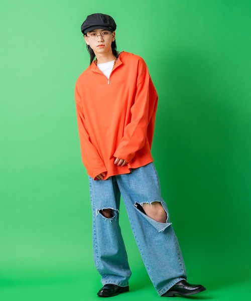 a.p.o.v.(エーピーオービー)の「a.p.o.v. フェイクレイヤードハーフジップカットソー(Tシャツ/カットソー・メンズ・ブラック/オレンジ/グレー・ONESIZE)」の18枚目の写真