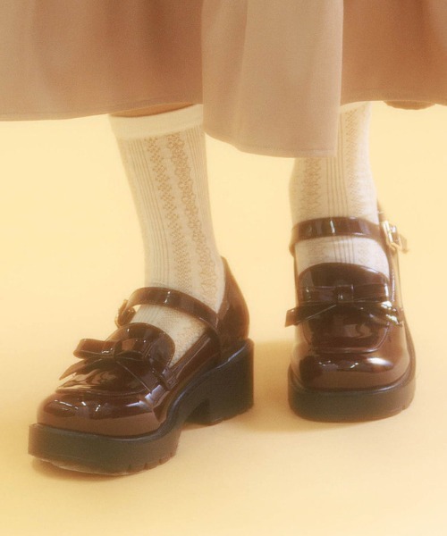 axes femme（アクシーズファム）の「リボン付ローファーパンプス（ローファー・レディース・ブラック/ブラウン/レッド・MEDIUM/LARGE）」の3枚目の写真