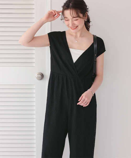 titivate(ティティベイト)の「カシュクールレースオールインワン(つなぎ/オールインワン・レディース・ブラック/オフホワイト・SP/S/M/MT/L)」の10枚目の写真