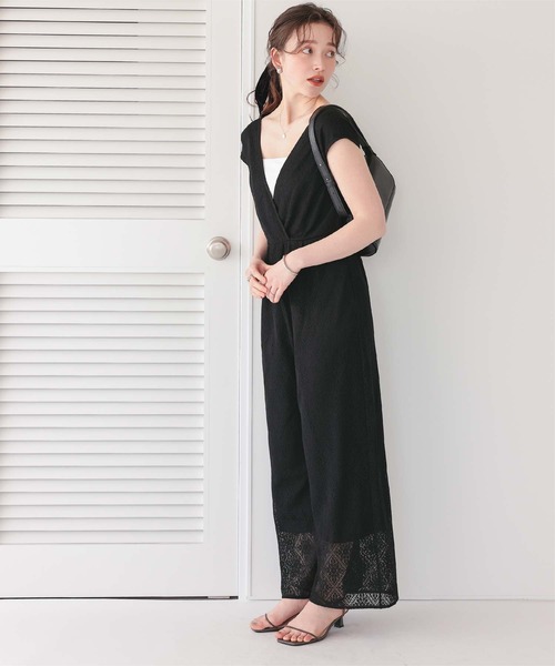 titivate(ティティベイト)の「カシュクールレースオールインワン(つなぎ/オールインワン・レディース・ブラック/オフホワイト・SP/S/M/MT/L)」の15枚目の写真