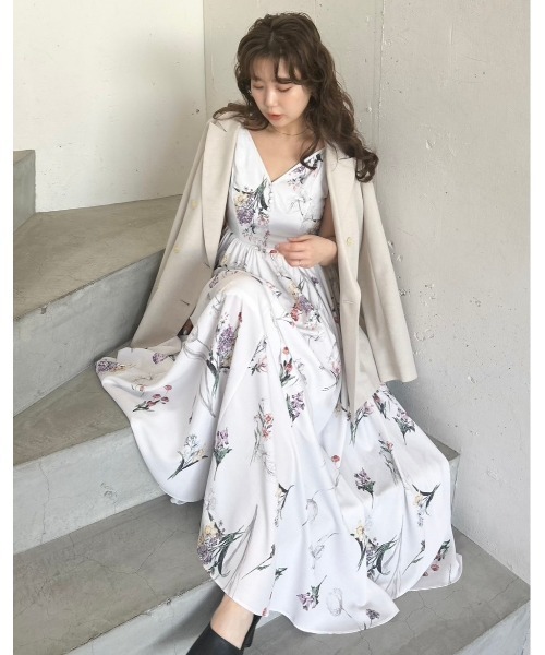 S美品【CLAUDIE PIERLOT】仏製*ボタニカル柄*キャミワンピース*9 00サイズボタニカルプリントキャミソールワンピース／ウォッシャブル