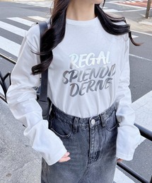 箔プリントロングTシャツ