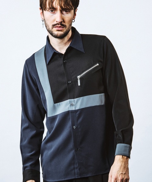 NO ID.(ノーアイディ)の「【NO ID.】Multi Cleric Zip Shirt / マルチ クレリック ジップ シャツ(シャツ/ブラウス・メンズ・ネイビー/ブラック/ホワイト・2/1)」の3枚目の写真