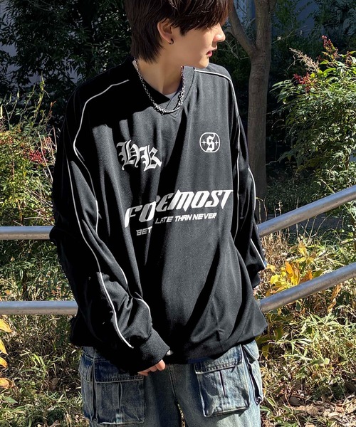 ILL'S(イルズ)の「ユニフォームライク フロントロゴプリント ドロスト サイドラインゲームシャツ メンズ レディース(Tシャツ/カットソー・メンズ・ホワイト/ホワイト系その他/ネイビー/ブルー系その他/ブラック/ブラック系その他・M/L)」の3枚目の写真