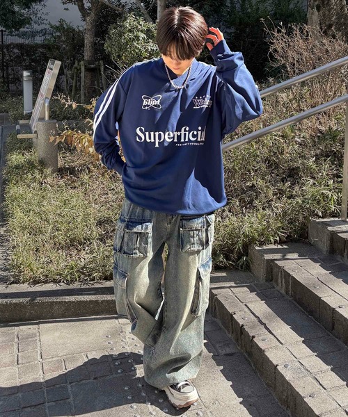 ILL'S(イルズ)の「ユニフォームライク フロントロゴプリント ドロスト サイドラインゲームシャツ メンズ レディース(Tシャツ/カットソー・メンズ・ホワイト/ホワイト系その他/ネイビー/ブルー系その他/ブラック/ブラック系その他・M/L)」の17枚目の写真
