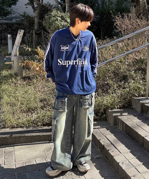 ILL'S(イルズ)の「ユニフォームライク フロントロゴプリント ドロスト サイドラインゲームシャツ メンズ レディース(Tシャツ/カットソー・メンズ・ホワイト/ホワイト系その他/ネイビー/ブルー系その他/ブラック/ブラック系その他・M/L)」の16枚目の写真