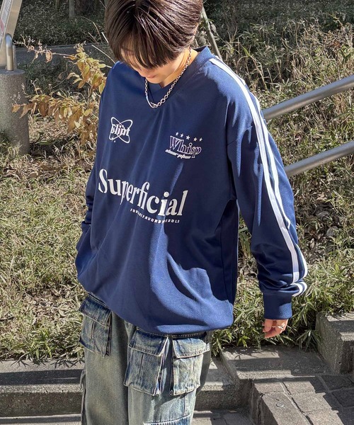 ILL'S(イルズ)の「ユニフォームライク フロントロゴプリント ドロスト サイドラインゲームシャツ メンズ レディース(Tシャツ/カットソー・メンズ・ホワイト/ホワイト系その他/ネイビー/ブルー系その他/ブラック/ブラック系その他・M/L)」の19枚目の写真