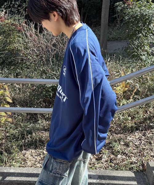 ILL'S(イルズ)の「ユニフォームライク フロントロゴプリント ドロスト サイドラインゲームシャツ メンズ レディース(Tシャツ/カットソー・メンズ・ホワイト/ホワイト系その他/ネイビー/ブルー系その他/ブラック/ブラック系その他・M/L)」の14枚目の写真