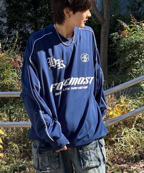 ILL'S(イルズ)の「ユニフォームライク フロントロゴプリント ドロスト サイドラインゲームシャツ メンズ レディース(Tシャツ/カットソー・メンズ・ホワイト/ホワイト系その他/ネイビー/ブルー系その他/ブラック/ブラック系その他・M/L)」の10枚目の写真